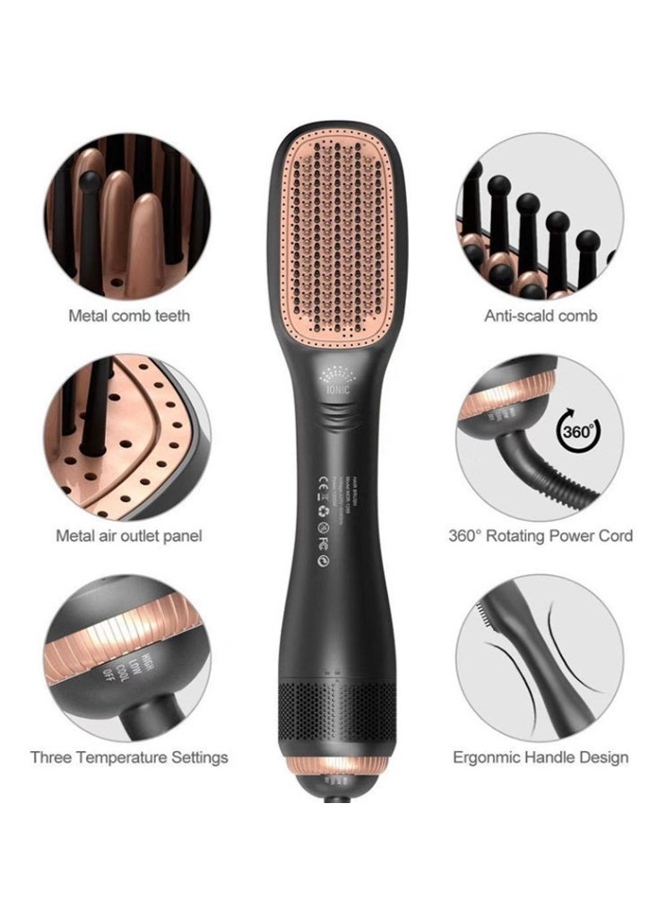 مجفف شعر وفرشاة سيراميك بقوة 1200 واط، 2 في 1، احترافي، أسود/بيج، 1200 واط - Image 5